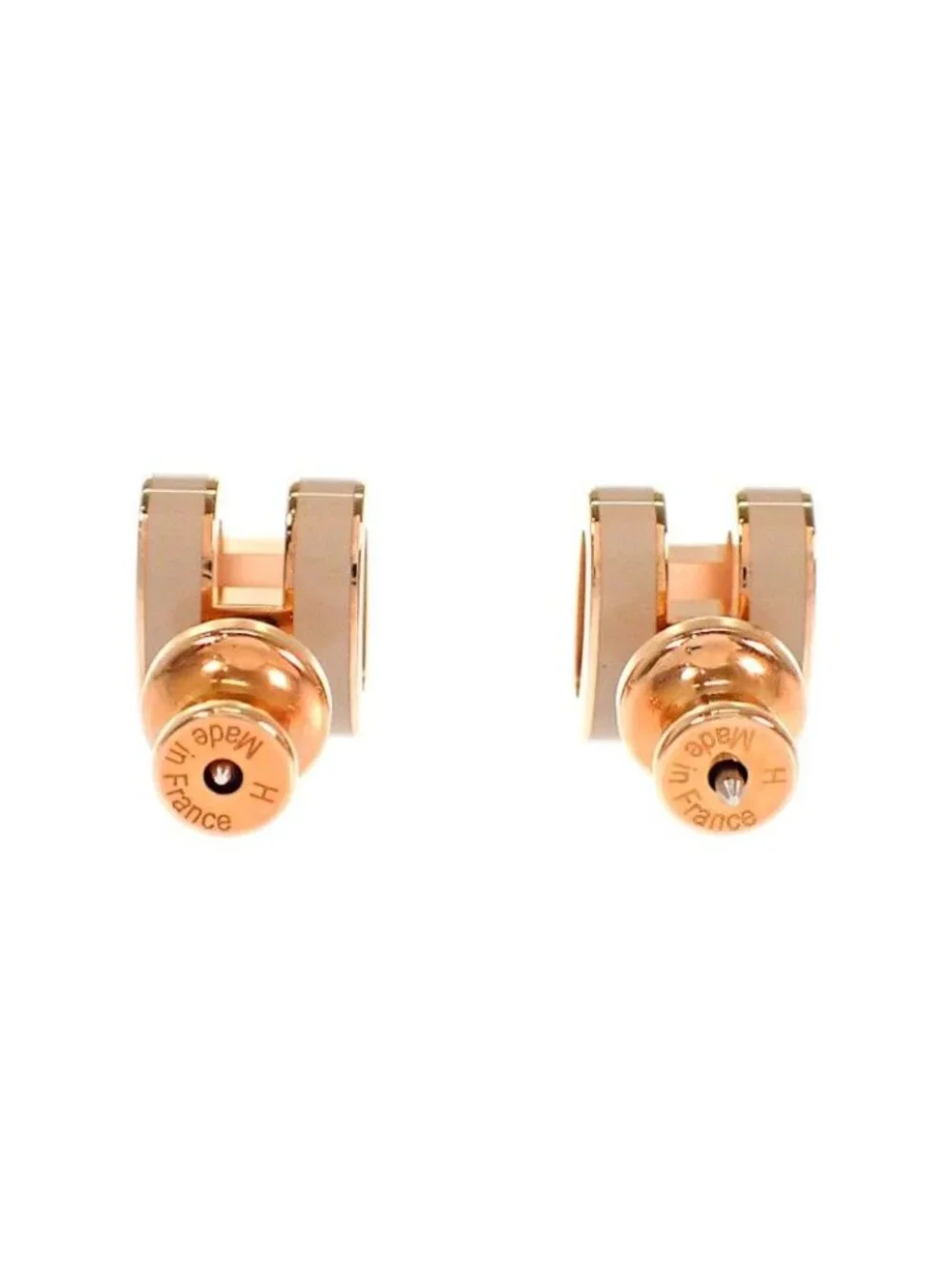 Hermes Mini Pop Earrings Included Metal Pink Gold Gray Ju